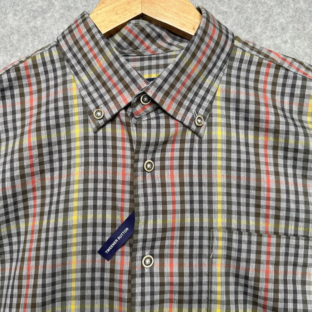 Johnnie-O Mens Gunner Plaid Button Down Shirt Light Gray‎ JMWL100510 NWT Medium